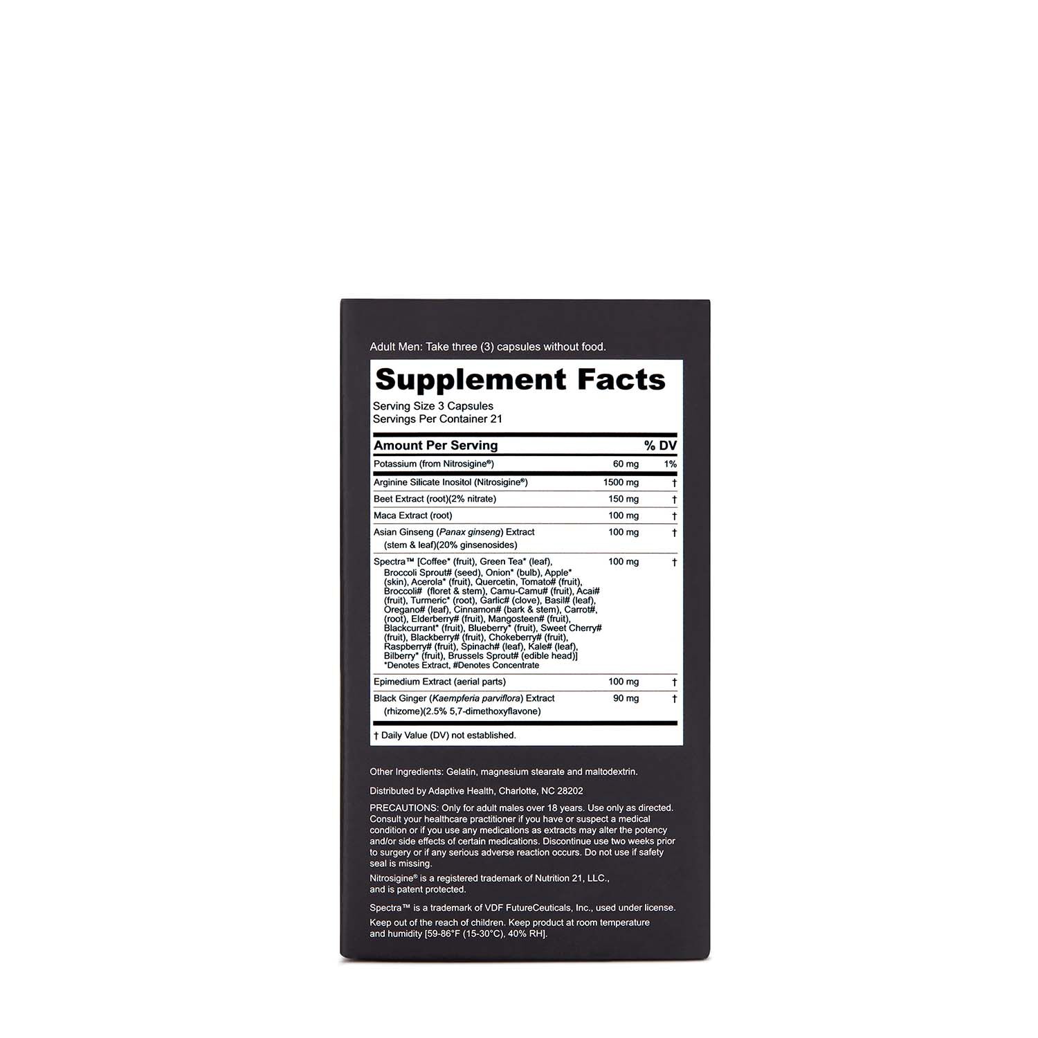 Nugenix Sexual Vitality Booster Back of Box with Supplement Facts